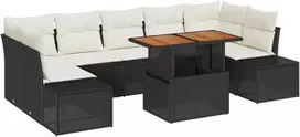 Lauko baldų komplektas Sodo Sofų Rinkinys su saugykla 8 pcs Juoda Poli ratanas