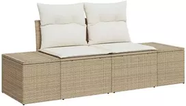 Lauko baldų komplektas Sodo Sofų Rinkinys su saugykla 8 pcs Smėlio Poli ratanas