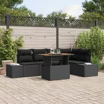 Sodo Sofų Rinkinys su saugykla 6 pcs Juoda Poli ratanas