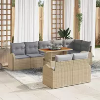 Lauko baldų komplektas Sodo Sofų Rinkinys su saugykla 9 pcs Smėlio Poli ratanas