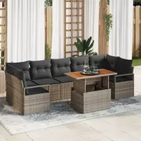 Lauko baldų komplektas Sodo Sofų Rinkinys su saugykla 8 pcs Pilka Poli ratanas