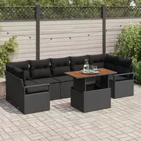Sodo Sofų Rinkinys su saugykla 8 pcs Juoda Poli ratanas