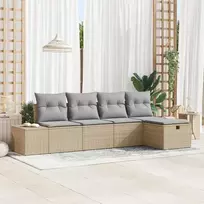 Lauko baldų komplektas Sodo Sofų Rinkinys su pagalve 5 pcs Smėlio poliratanas