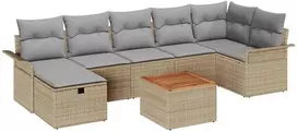 Lauko baldų komplektas Sodo Sofų Rinkinys su pagalve 8 pcs Smėlio poliratanas