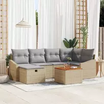 Lauko baldų komplektas Sodo Sofų Rinkinys su pagalve 7 pcs Smėlio poliratanas
