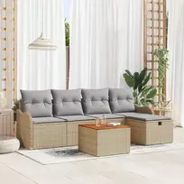 Lauko baldų komplektas Sodo Sofų Rinkinys su pagalve 6 pcs Smėlio poliratanas