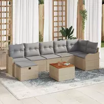 Lauko baldų komplektas Sodo Sofų Rinkinys su pagalve 8 pcs Smėlio poliratanas