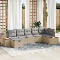 Lauko baldų komplektas Sodo Sofų Rinkinys su pagalve 8 pcs Smėlio poliratanas