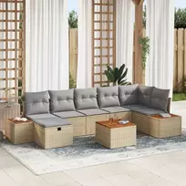 Lauko baldų komplektas Sodo Sofų Rinkinys su pagalve 8 pcs Smėlio poliratanas