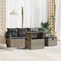 Lauko baldų komplektas Sodo Sofų Rinkinys su pagalve 6 pcs Pilka Poli ratanas