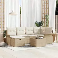 Lauko baldų komplektas Sodo Sofų Rinkinys su pagalve su saugykla 7 pcs Poli ratanas