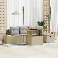 Lauko baldų komplektas Sodo Sofų Rinkinys su pagalve 6 pcs Smėlio poliratanas