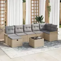 Lauko baldų komplektas Sodo Sofų Rinkinys su pagalve 8 pcs Smėlio Poli ratanas