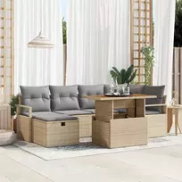 Lauko baldų komplektas Sodo Sofų Rinkinys su pagalve 7 pcs Smėlio poliratanas