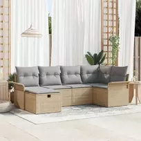 Lauko baldų komplektas Sodo Sofų Rinkinys su pagalve su saugykla 6 pcs Poli ratanas