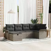 Lauko baldų komplektas Sodo Sofų Rinkinys su pagalve su saugykla 6 pcs Poli ratanas