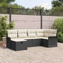Lauko baldų komplektas Sodo Sofų Rinkinys su pagalve su saugykla 6 pcs Poli ratanas