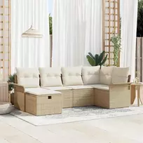 Lauko baldų komplektas Sodo Sofų Rinkinys su pagalve su saugykla 6 pcs Poli ratanas