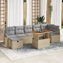 Lauko baldų komplektas Sodo Sofų Rinkinys su pagalve 8 pcs Smėlio poliratanas