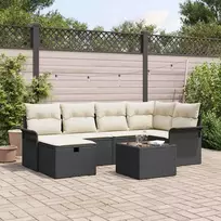 Lauko baldų komplektas Sodo Sofų Rinkinys su pagalve su saugykla 7 pcs Poli ratanas