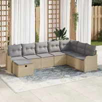 Lauko baldų komplektas Sodo Sofų Rinkinys su pagalve 8 pcs Smėlio Poli ratanas