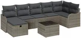 Lauko baldų komplektas Sodo Sofų Rinkinys su pagalve 8 pcs Pilka Poli ratanas