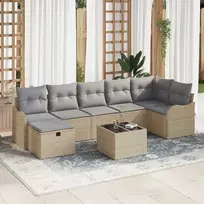 Lauko baldų komplektas Sodo Sofų Rinkinys su pagalve 8 pcs Smėlio Poli ratanas
