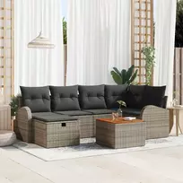 Lauko baldų komplektas Sodo Sofų Rinkinys su pagalve 7 pcs Pilka Poli ratanas