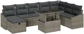 Lauko baldų komplektas Sodo Sofų Rinkinys 9 pcs Pilka poliratanas