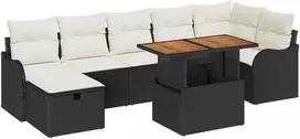 Lauko baldų komplektas Sodo Sofų Rinkinys su saugykla 8 pcs Juoda Poli ratanas