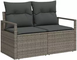 Lauko baldų komplektas Sodo Sofų Rinkinys su pagalve 7 pcs Pilka Poli ratanas