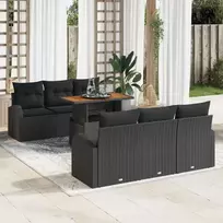 Lauko baldų komplektas Sodo Sofų Rinkinys su saugykla 7 pcs Juoda Poli ratanas