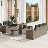 Lauko baldų komplektas Sodo Sofų Rinkinys 8 pcs Pilka poliratanas