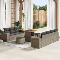 Lauko baldų komplektas Sodo Sofų Rinkinys 10 pcs Pilka poliratanas
