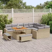 Lauko baldų komplektas Sodo Sofų Rinkinys 12 pcs Smėlio poliratanas