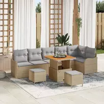 Lauko baldų komplektas Sodo Sofų Rinkinys su pagalve 9 pcs Smėlio poliratanas