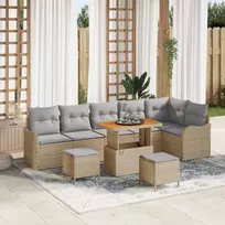Lauko baldų komplektas Sodo Sofų Rinkinys su pagalve 9 pcs Smėlio poliratanas
