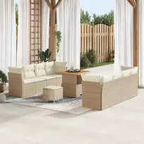 Sodo Sofų Rinkinys su pagalve 11 pcs smėlio ir kreminės spalvos