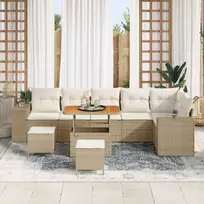 Lauko baldų komplektas Sodo Sofų Rinkinys su pagalve 9 pcs Smėlio poliratanas