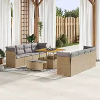 Sodo Sofų Rinkinys 11 pcs smėlio ir šviesiai pilkos spalvos