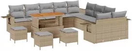 Lauko baldų komplektas Sodo Sofų Rinkinys su pagalve 14 pcs Smėlio poliratanas