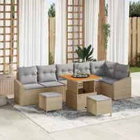 Lauko baldų komplektas Sodo Sofų Rinkinys su pagalve 9 pcs Smėlio poliratanas