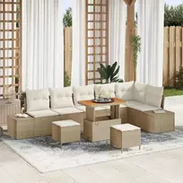 Lauko baldų komplektas Sodo Sofų Rinkinys su pagalve 9 pcs Smėlio poliratanas