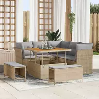 Sodo Sofų Rinkinys 8 pcs smėlio ir šviesiai pilkos spalvos