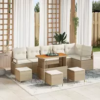 Lauko baldų komplektas Sodo Sofų Rinkinys su pagalve 10 pcs Smėlio Poli ratanas