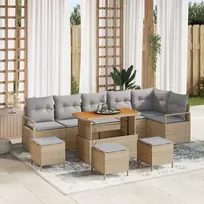 Lauko baldų komplektas Sodo Sofų Rinkinys su pagalve 10 pcs Smėlio Poli ratanas