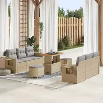 Sodo Sofų Rinkinys 9 pcs smėlio ir šviesiai pilkos spalvos