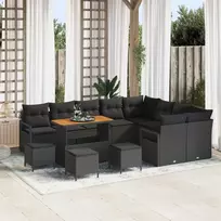 Lauko baldų komplektas Sodo Sofų Rinkinys su pagalve 13 pcs Juoda poliratanas