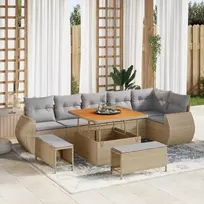 Sodo Sofų Rinkinys 9 pcs smėlio ir šviesiai pilkos spalvos