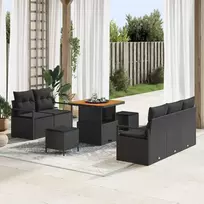 Lauko baldų komplektas Sodo Sofų Rinkinys su pagalve 8 pcs Juoda poliratanas